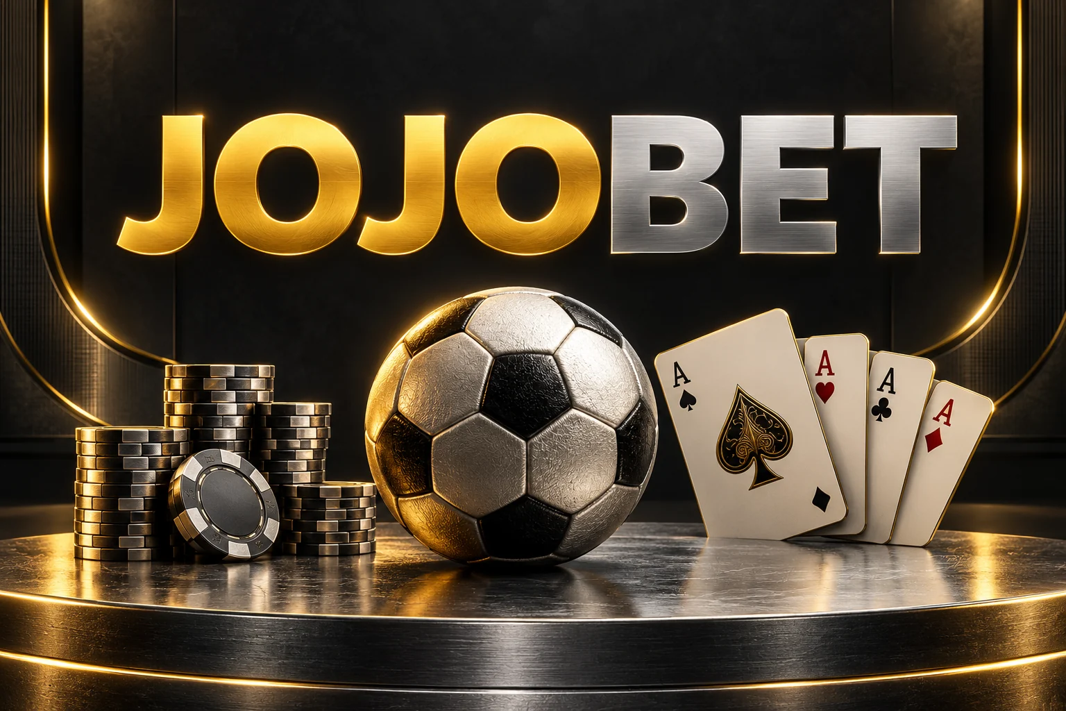 JOJO altın sarısı, BET gri yazılı Jojobet spor ve casino tasarımı